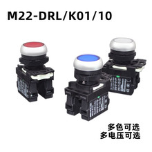 带灯平头M22-DRL/K01/10防水平钮自锁复位控制钮开关多种电压可选