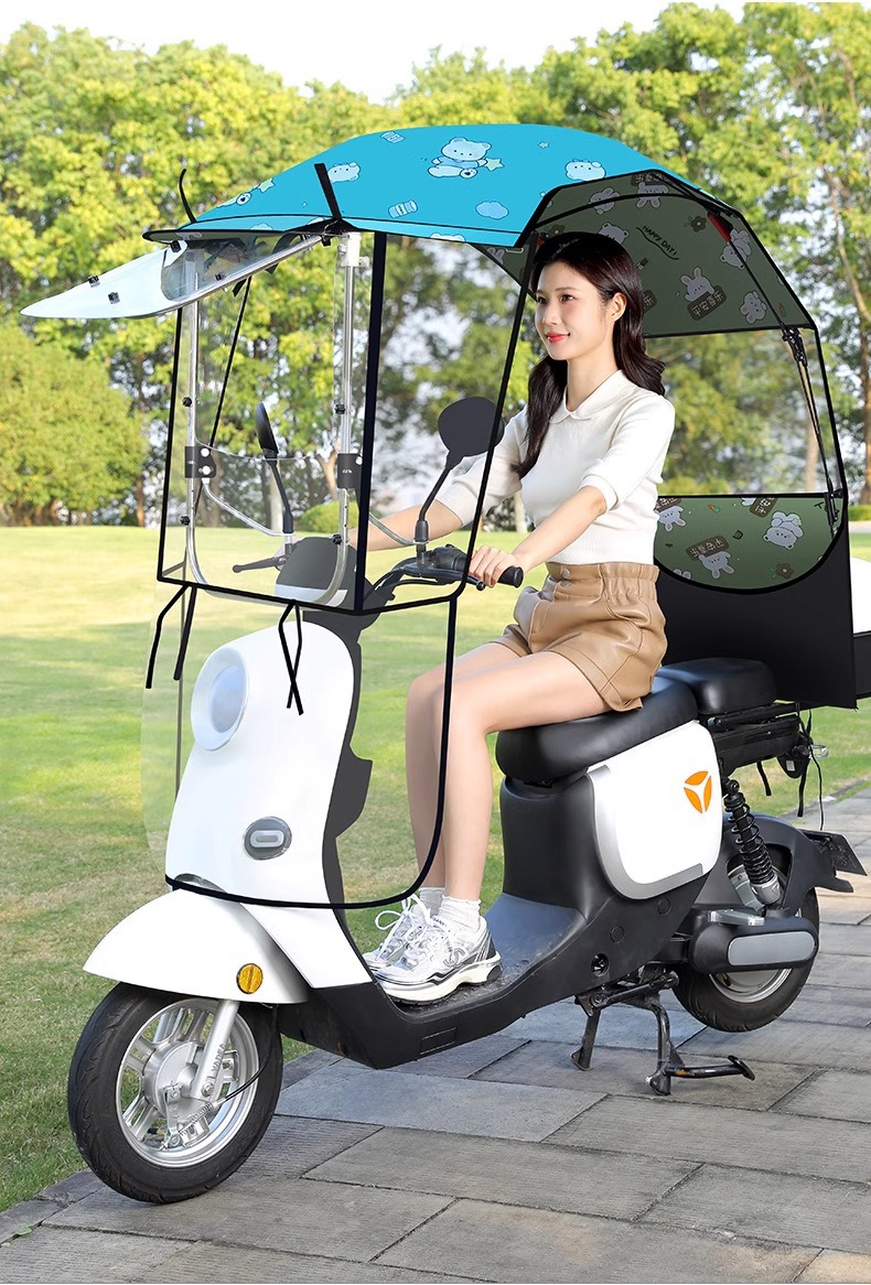 Electric Vehicle Awning New Style Detachable Folding Retractable Awning Battery Vehicle Windshield Sun Protection Rain Protection Umbrella