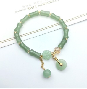S079 - Pulsera de Jade Donglin Verde Bambú de la Suerte#SZ–626