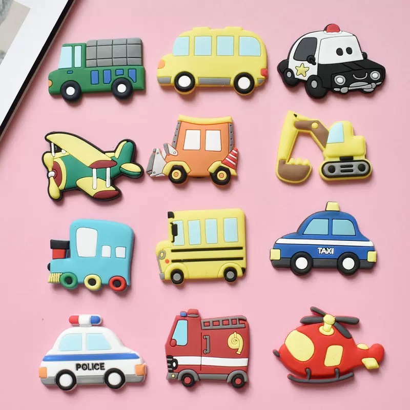 可爱卡通交通工具冰箱贴 创意软胶磁贴早教贴磁铁贴批发儿童贴纸