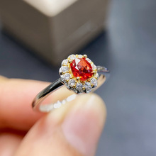 �r���p����Ȼ�tɫ�{��ʯ��ָ 4*5mm  ����� 925�y��ڏS����