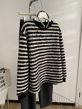 松弛感仿羊毛圈圈条纹卫衣女垂感软糯加厚毛绒长袖上衣外套25秋冬