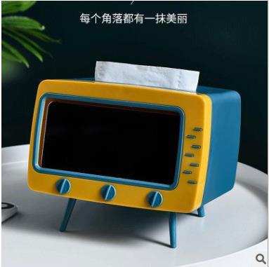 Sala de estar creativa de alta gama caja de tejido vintage TV mesa de café caja de tejido teléfono móvil visualización rack