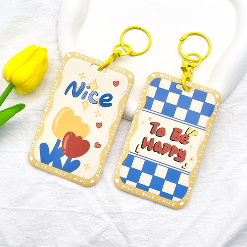 Spring rope card holder ins style campus meal card bag bus access card holder work ID protective cover key chain
