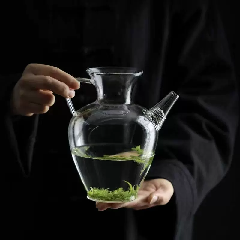 高硼硅玻璃仿宋手执壶透明玻璃功夫泡茶壶 家用小号花茶泡茶器
