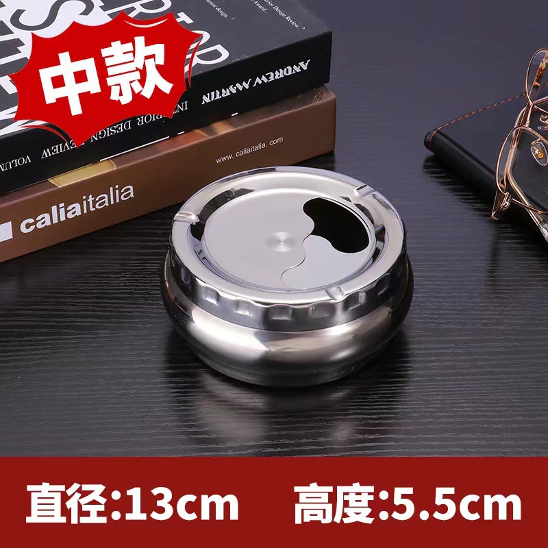 Cenicero de acero inoxidable para el hogar del hotel, cibercafé, sala de estar para el hogar, engrosamiento de metal, gran cenicero personalizado a prueba de caídas, creatividad