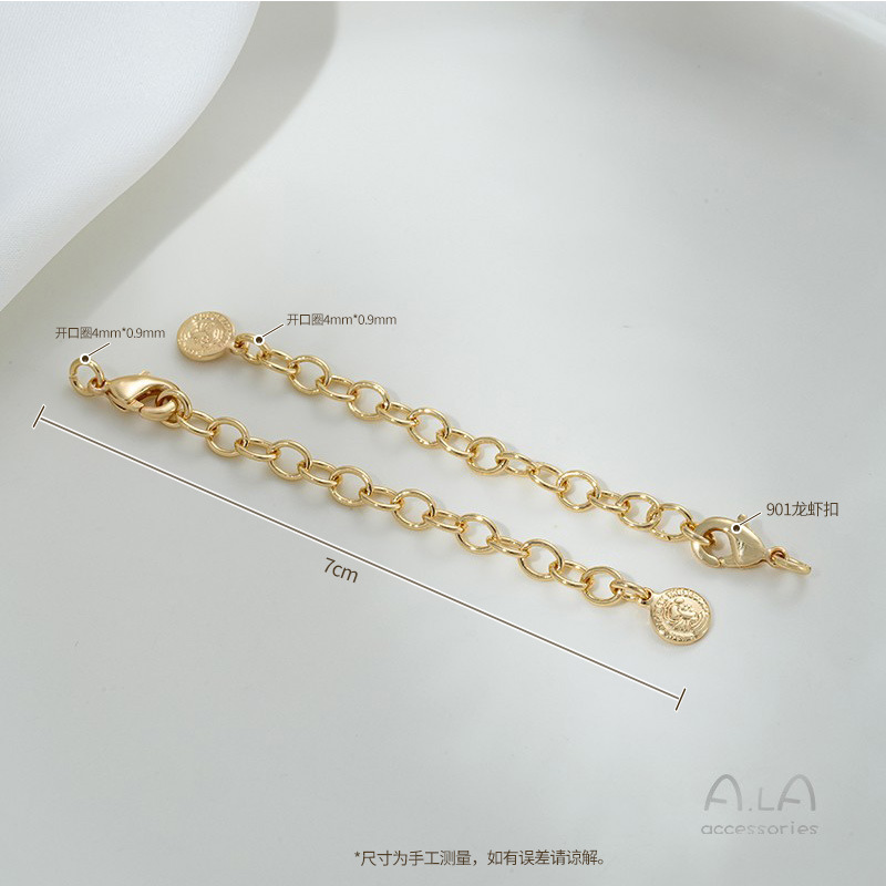 延长链批发14K包金小长方吊牌椭圆爱心尾链diy手链项链饰品加长链|undefined