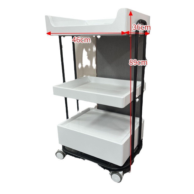 Salón de belleza carro especial gestión de la piel móvil de mano empuje estante de almacenamiento de plástico cuidado instrumento mano herramienta de empuje Coche