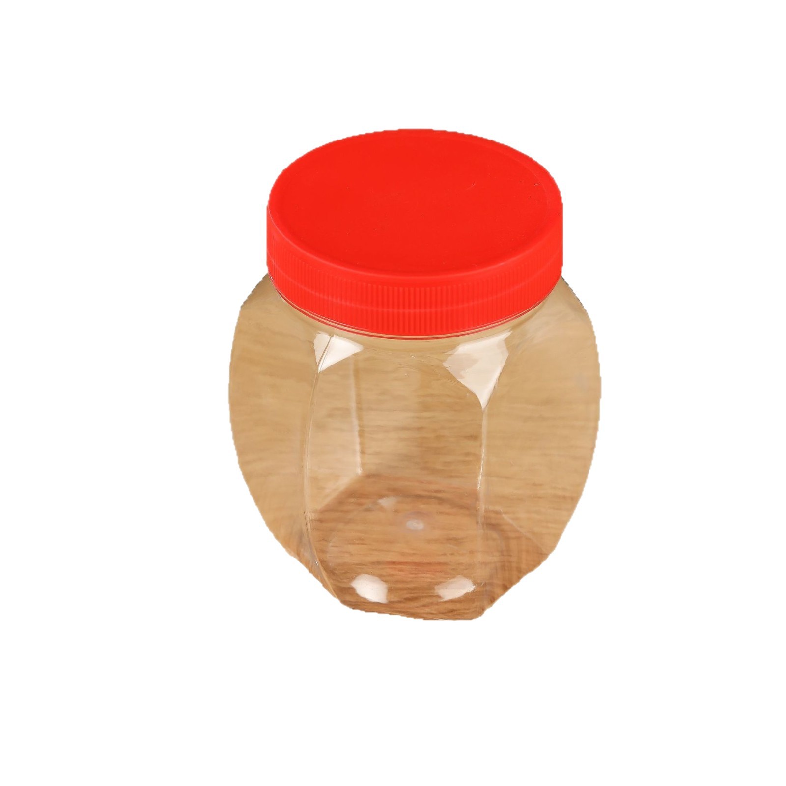 Botella de miel de plástico de 360ml redonda curva hexagonal frasco de sellado de alimentos grueso transparente botella de almacenamiento al por mayor