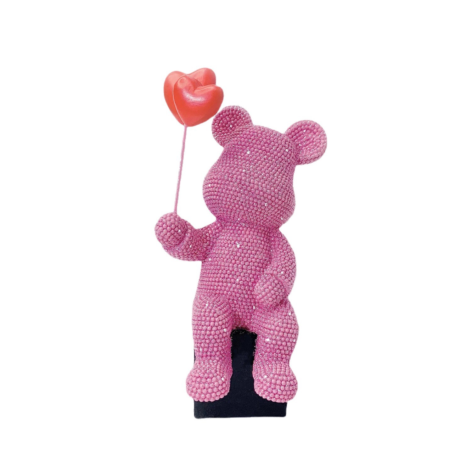 Nuevo globo de amor osos decoración sala de estar armario de televisión portón armario de vino lujo ligero violento oso red decoración de resina roja