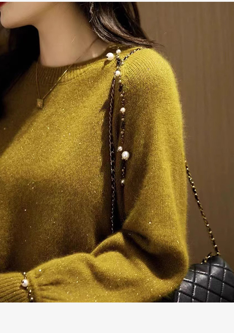 GraceChic GraceChic GraceChic Damenmode-Station 25 Neue europäische Waren Trendy Design Perlenbesetztes Strickoberteil Pullover Basishemd für Damen Herbst_voghion.com