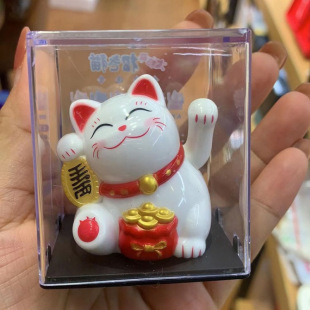 Solar-Powered Waving Mini Lucky Cat Office Desktop Car Accessory Decoration Plastic Craft Free Shipping