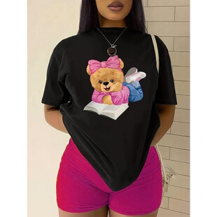 T 61905 Crew Neck T-shirt with Teddy Bear Print̩����ӡ��T