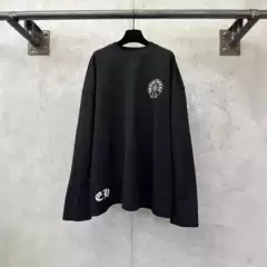 High Version Chrome Hearts 25ss New Maltese Cross Sanskrit Flag Print Crewneck Long Sleeve T-Shirt Unisex