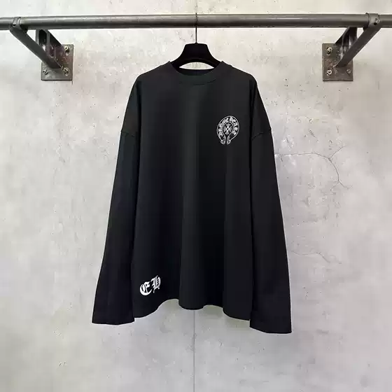High Version Chrome Hearts 25ss New Maltese Cross Sanskrit Flag Print Crewneck Long Sleeve T-Shirt Unisex