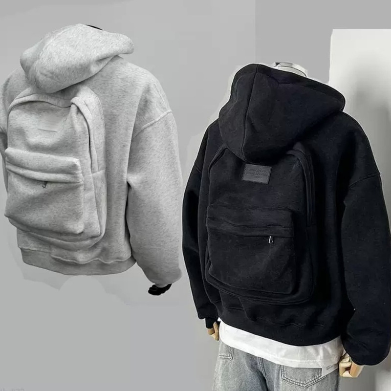 American-Style Design Three-Dimensional Backpack Cardigan Sweatshirt for Men, New Spring and Autumn Short Wide Boxy Sports Hooded Jacket American-Style Design Three-Dimensional Backpack Cardigan Sweatshirt for Men, New Spring and Autumn Short Wide Boxy Sports Hooded Jacket