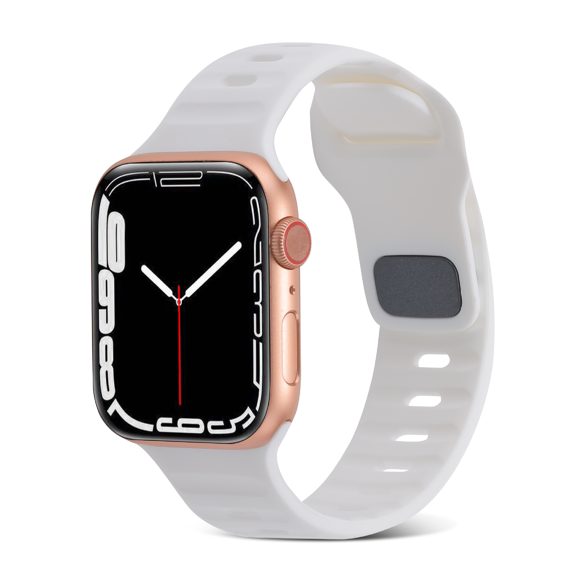 アップルiwatchスマート腕時計バンド345678se運動通気黒角ボタン逆ボタンシリカゲルリストバンド