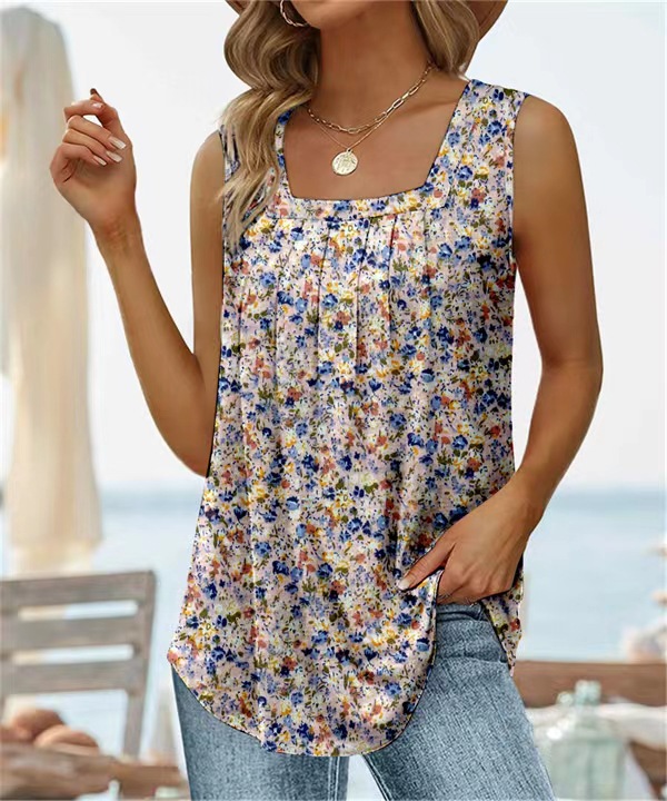 126g Weight Polyester Fabric Type Women's Vest Tank Tops Printing Casual Printing