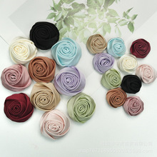 厚真丝缎布艺花朵立体玫瑰花DIY仿真花胸花头花配饰服饰辅料批发