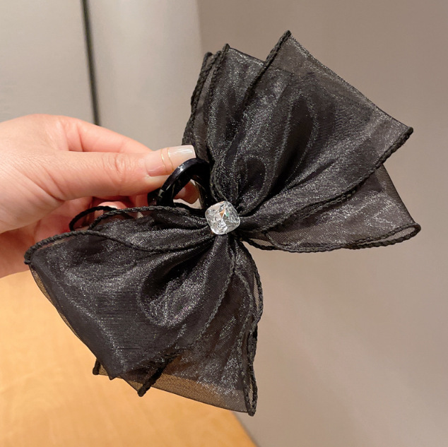 Black rhinestone mesh butterfly hair claw clip