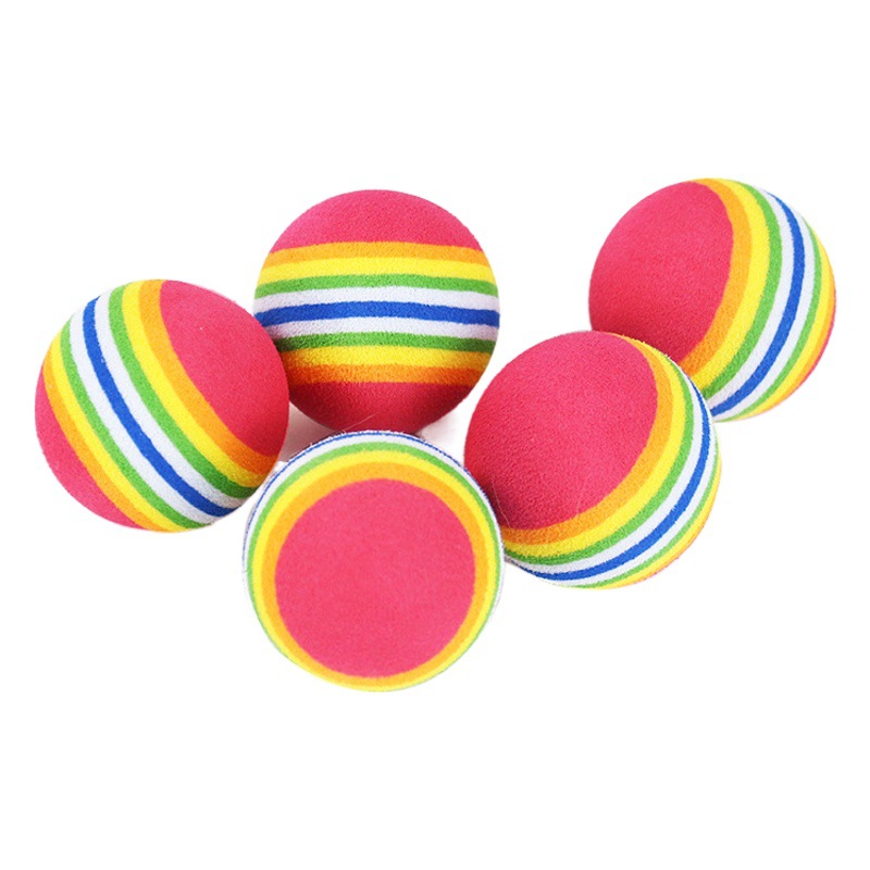 Haqi fábrica suministro directo espuma rayas Arco Iris bola gato juguete interactivo mascotas gato suministros en stock al por mayor