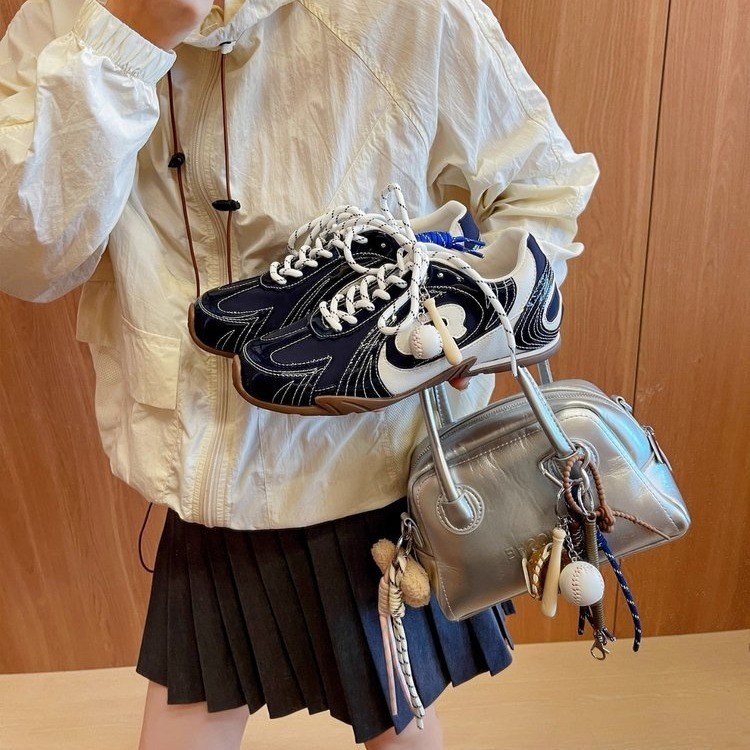 德训鞋女2025新款透气学院风休闲鞋复古平底阿甘鞋赛车棒球运动鞋|undefined