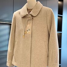 中式国风妈妈装双面呢外套女2025秋装新款上衣气质中老年刺绣毛呢