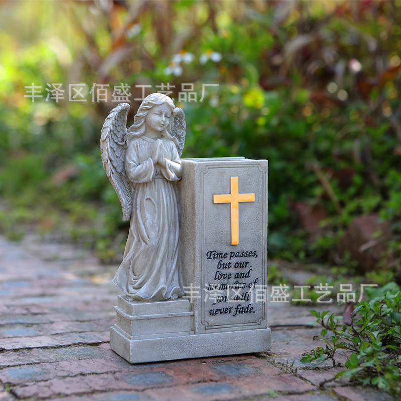Transfronterizo Amazon Cruz Retro Ángel Adornos Jardín Maceta Decoraciones Cementerio Jarrón Resina Recuerdos