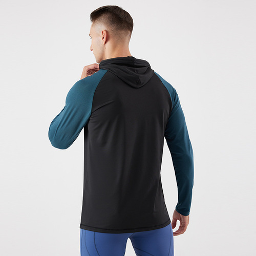 Men's Hooded Sweatshirt Basketball Training Fitness Long Sleeve T-Shirt Outdoor Leisure Running Headband Quick-Dry Sports Clothing