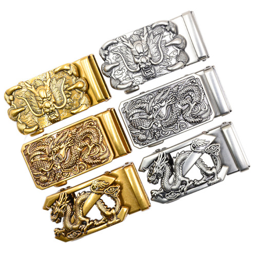 Imitation copper retro automatic buckle head dragon belt buckle accessories e-commerce alloy dragon style belt network buckle head