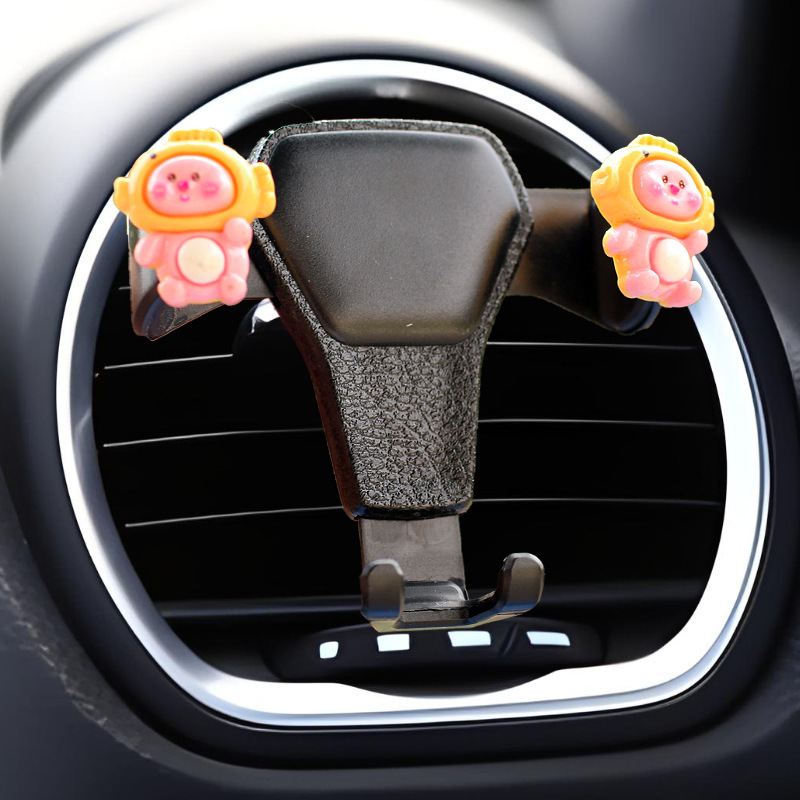 Nuevo soporte de teléfono móvil de oso montado en el automóvil mujer hermosa pantalla horizontal pantalla vertical consola central mujer con soporte de navegación sin