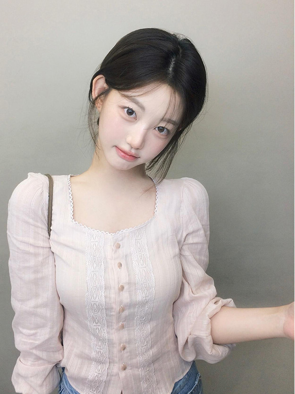 甜美风显瘦方领单排扣长袖上衣小衫女秋季新款复古文艺纯色衬衫女|undefined