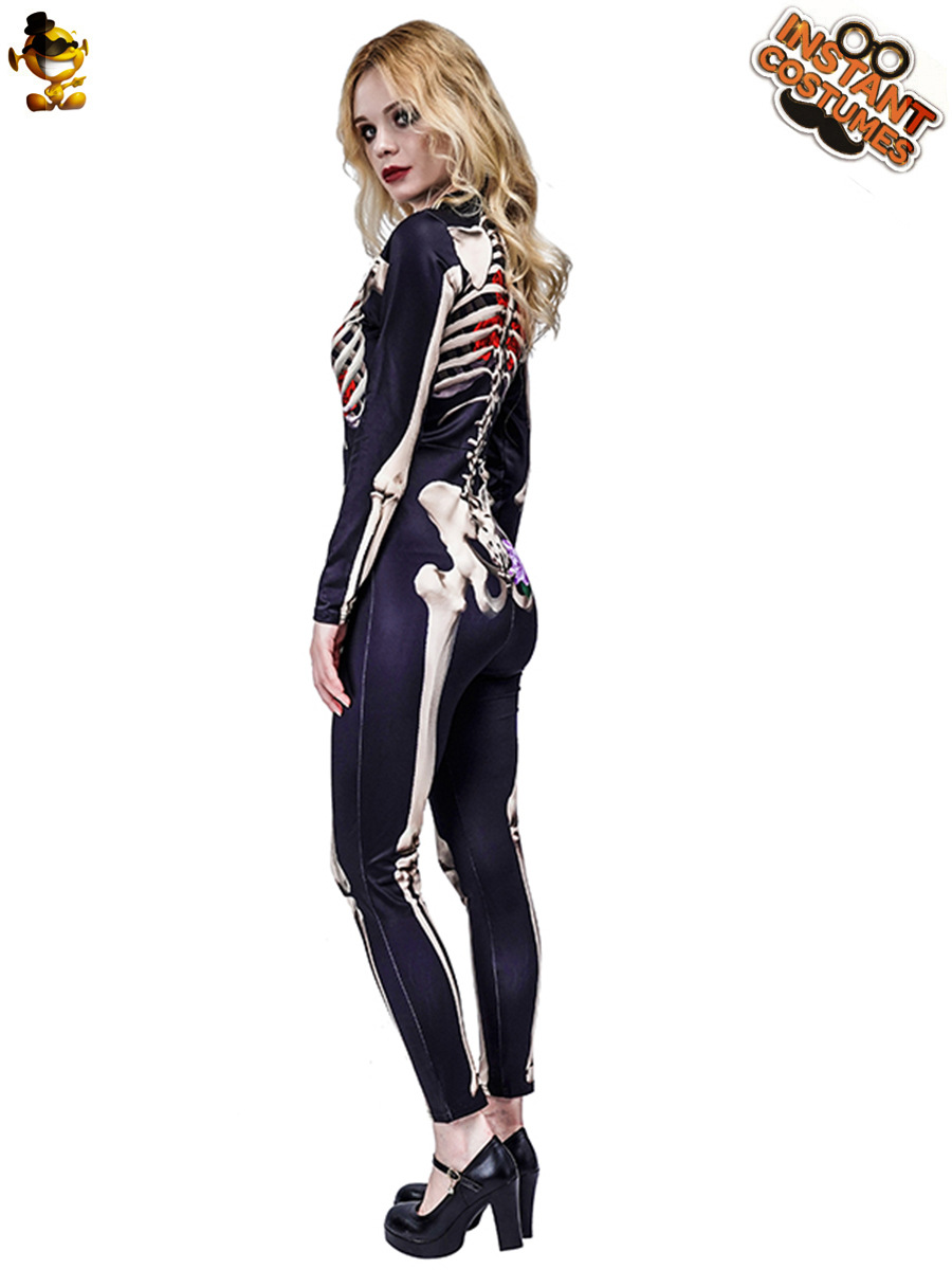 Halloween mujeres adultas horror Rosa cráneo fantasma hueso mono fantasma Festival Cosplay partido traje