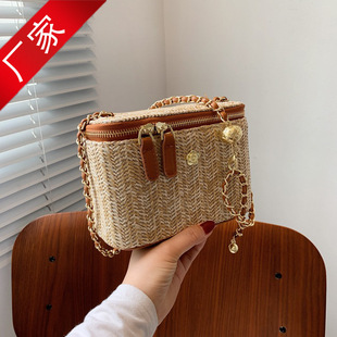 (Cross-border trading), summer straw box, one-shoulder bag, chain bag, boho style