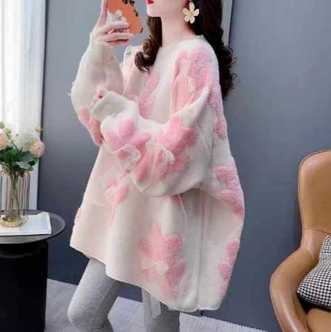Korean Style Mid-Length Knitwear Women's Pullover Autumn and Winter 2025 New Knitwear Loose Korean Style Lazy Style Round Neck Top Korean Style Mid-Length Knitwear Women's Pullover Autumn and Winter 2025 New Knitwear Loose Korean Style Lazy Style Round Neck Top