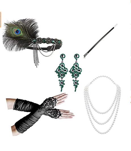 Década de 1920 mascarada cabeza desgaste negro pluma tocado femenino europeo y americano Gatsby diadema de pluma de fiesta única