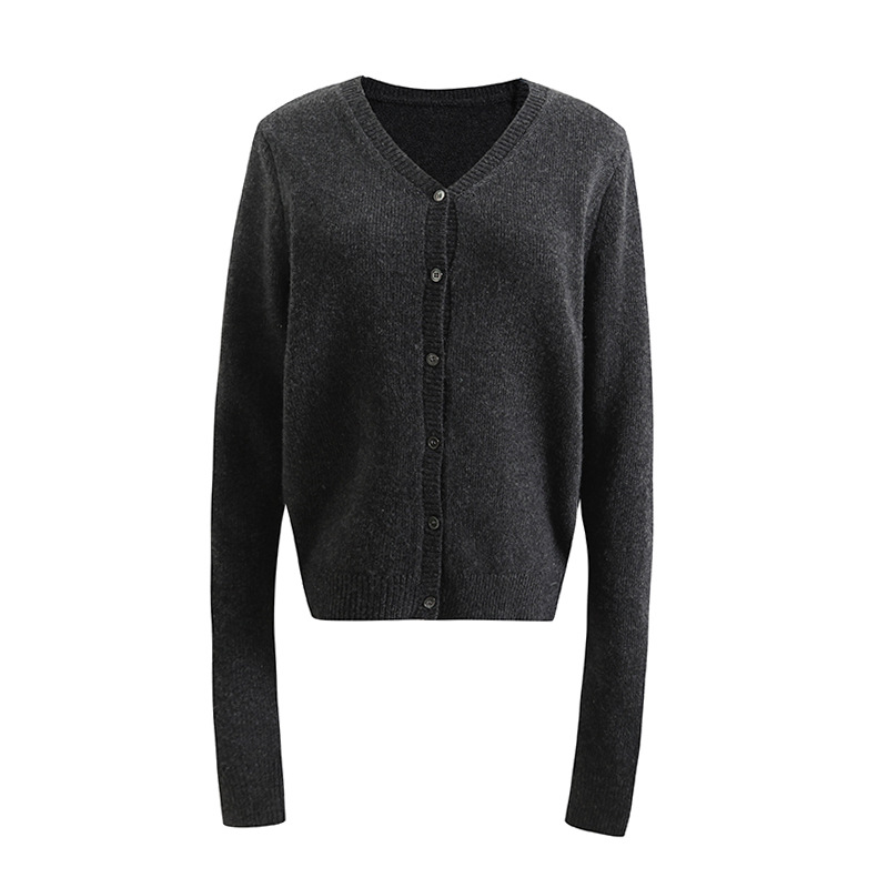 Nuevo modelo básico de delgado clásico de cuello en V de lana delgado jersey de punto suéter de mujer superior 4143