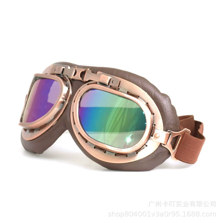 Карточные очки ретро очки Второй мировой войны очки Harley мотоциклетные очки ветрозащитные пески Трудовые очки T01 коричневый