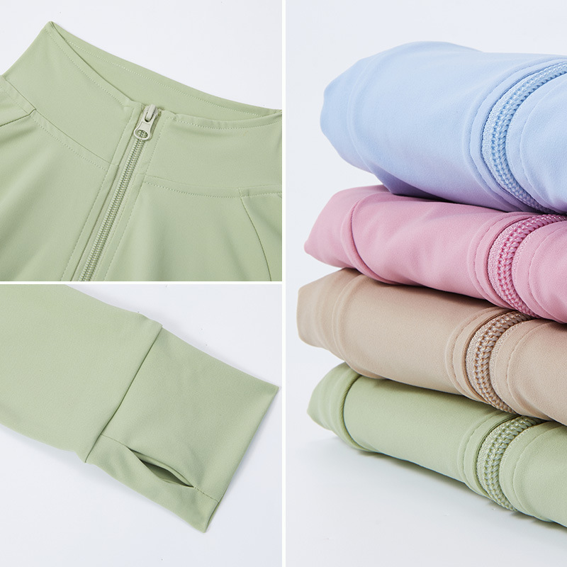 Otoño nueva cremallera chaqueta de yoga mujer desnuda de manga larga ropa de entrenamiento deportes al aire libre ropa de yoga delgada superior
