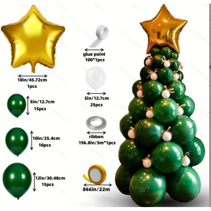 Venta caliente transfronteriza Paquete de globos de látex verde oscuro de Navidad Serie de bosque Venta directa de fábrica de árboles de Navidad Globo_voghion.com