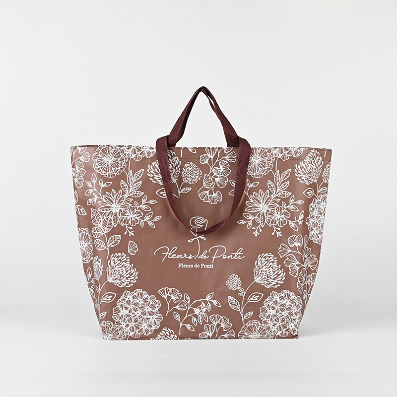 大容量纯色覆膜手提编织袋服装店男女服饰购物袋折叠便携旅行收纳