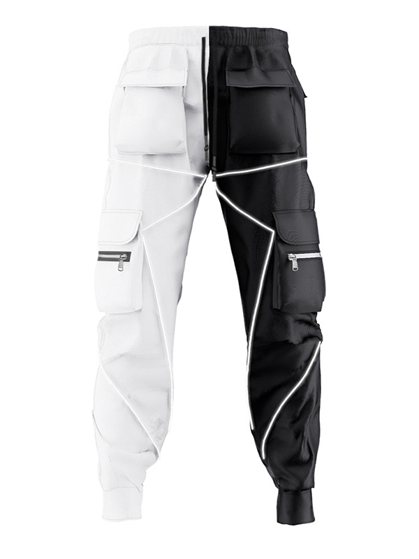 Ropa de hombre para comercio exterior transfronterizo, pantalones casuales de primavera y otoño para hombre, pantalones de trabajo de marca a la moda de estilo coreano, pantalones reflectantes de cintura alta para hombre