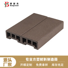 厂家直销公园河道塑木围栏把手耐腐凹字形75×35户外木塑护栏扶手