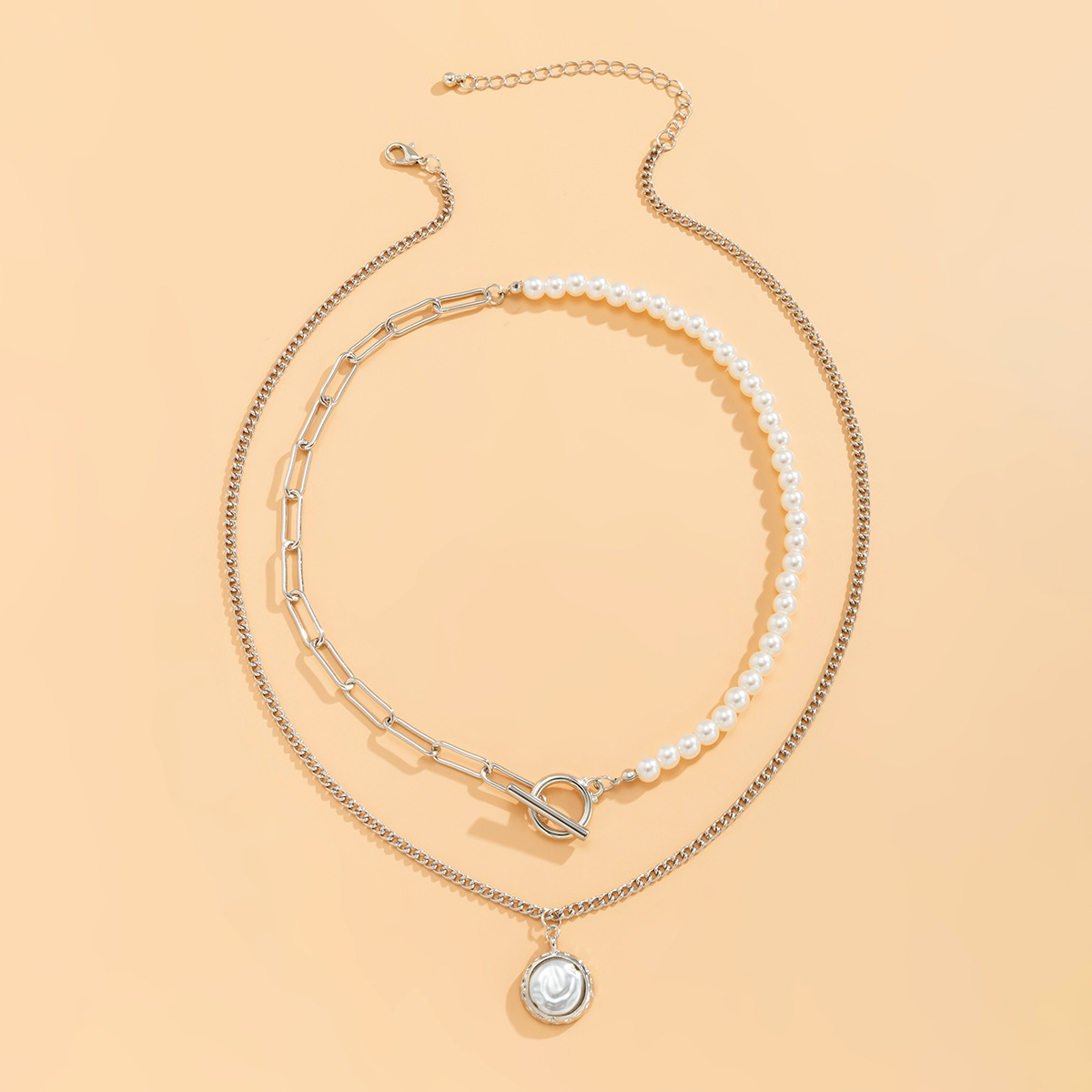 Collier avec pendentif en forme d'étoile en perles et perles artificielles de style métal_voghion.com
