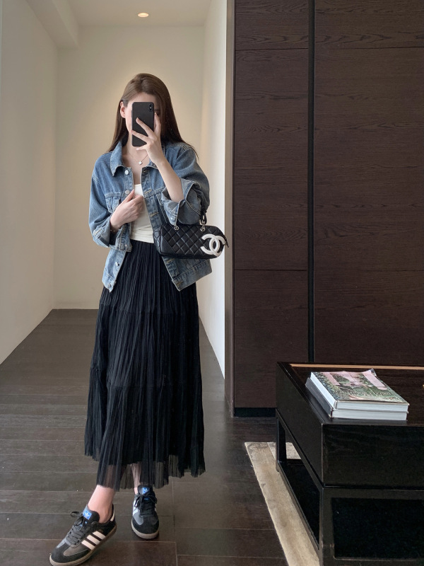 飘逸浪漫 仙美网纱裙高腰显瘦中长款半身裙子女25秋冬新款G083011|undefined