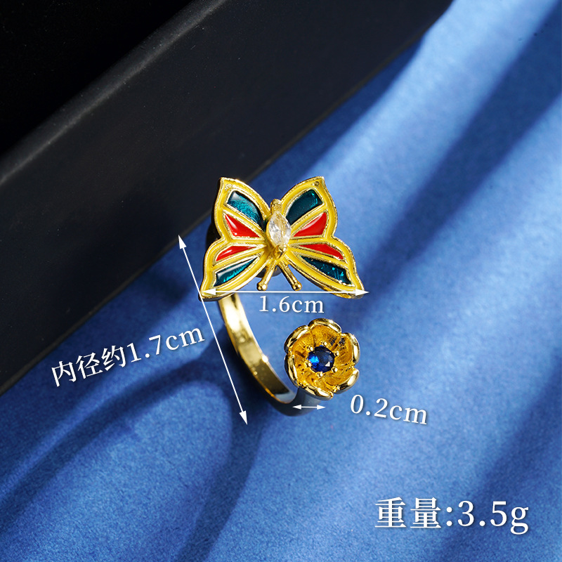 Vietnam oro colorido collar de mariposa giratorio anillo abierto de fábrica de temperamento femenino suministro al por mayor explosión en vivo