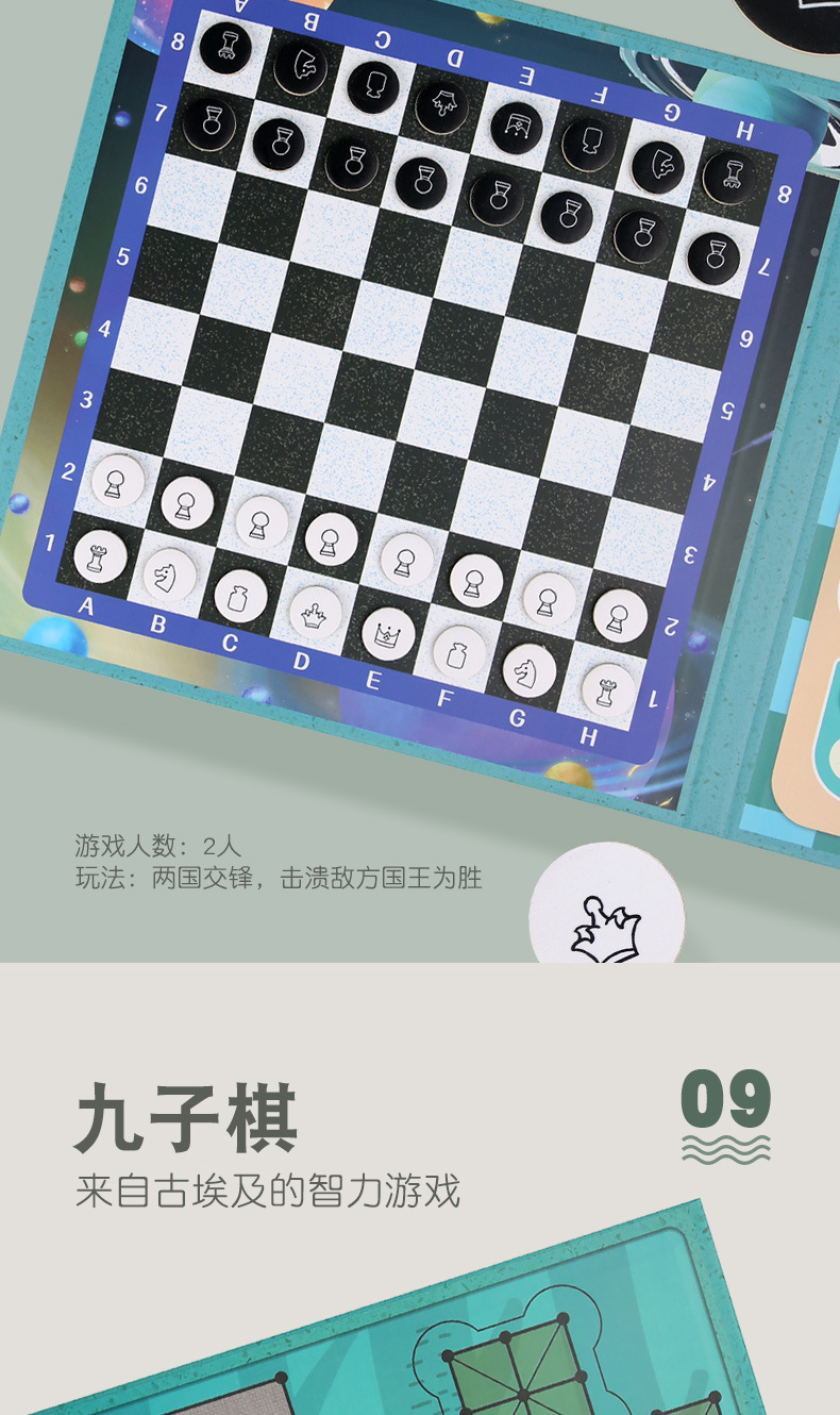 九合一多功能棋男孩4-6岁儿童玩具思维逻辑训练五子棋象棋飞行棋详情31