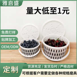 手提篮子蓝莓专用白色框塑料筐水果篮采摘圆形带盖收纳草莓