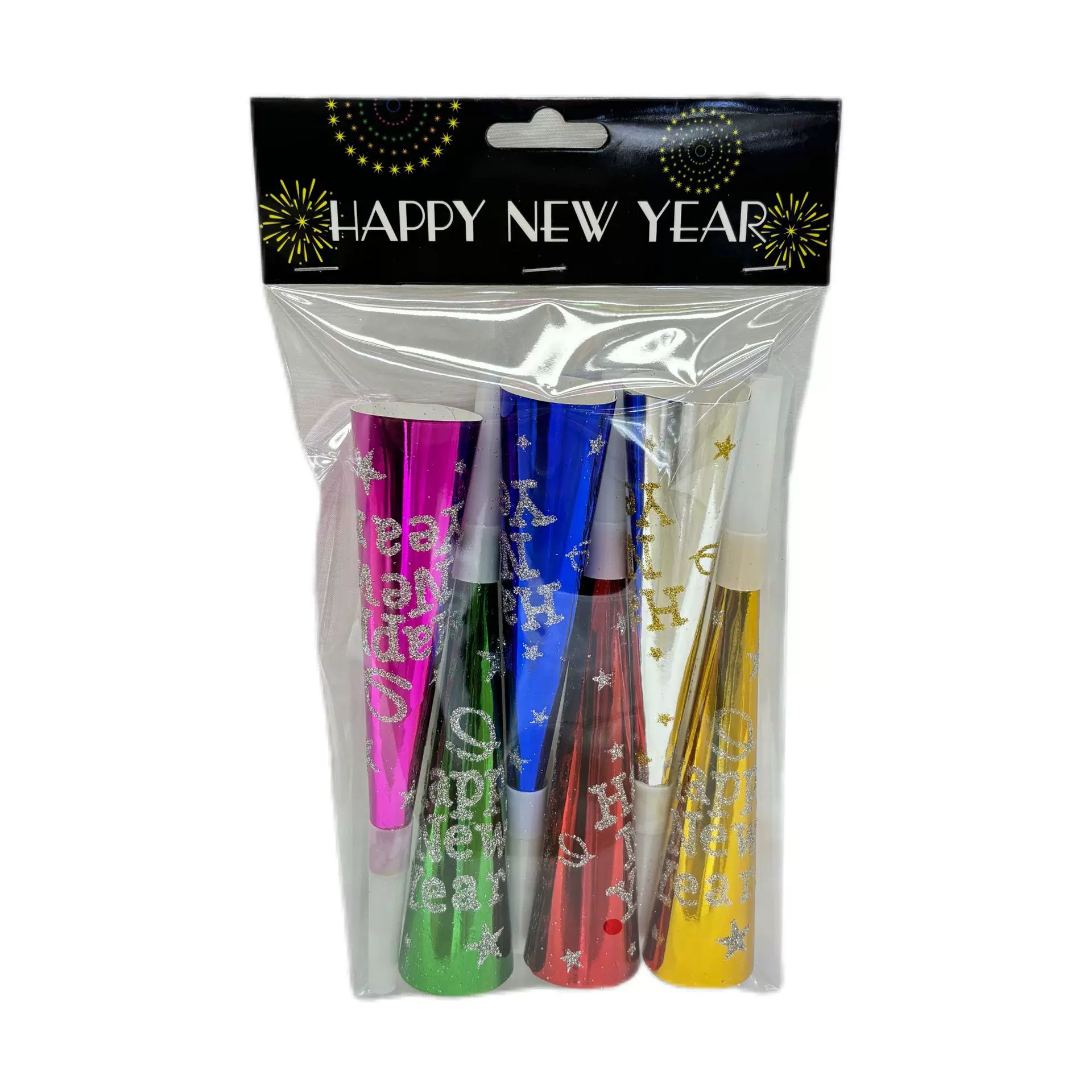 纸管喇叭派对用品外贸出口新年助威玩具氛围感口哨20cm镭射小喇叭