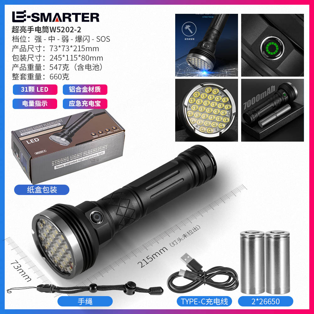 Linterna al aire libre de luz brillante y brillante transfronteriza, impermeable, luces múltiples, ventanas rotas, camping, linterna de larga duración